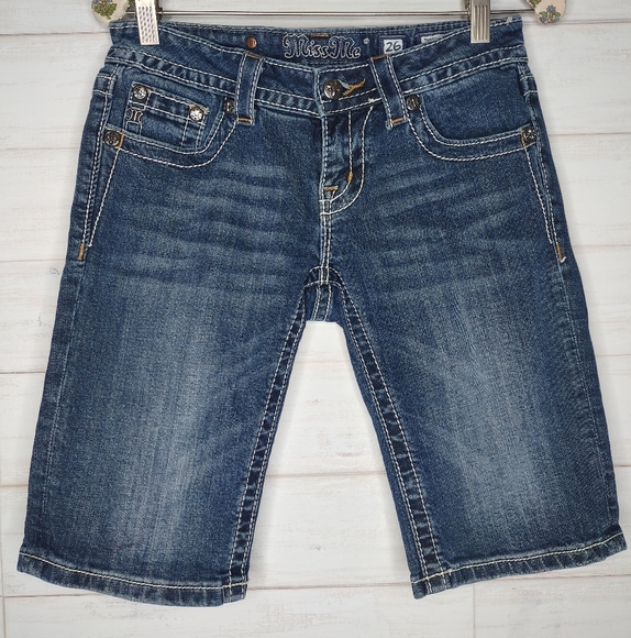 Miss Me embellished Bermuda Jeans Shorts JP5724M2 - Picture 3 of 10